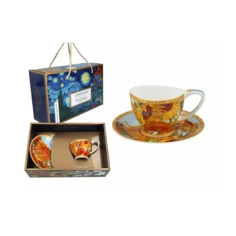 Filiżanka Carmani Vanessa 100ml espresso ze spodkiem - V. van Gogh, Słoneczniki